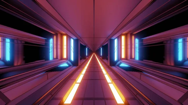 Futuristický Scifi Fantasy Prostor Hangár Tunel Chodba Horkým Kovem Ilustrace — Stock fotografie