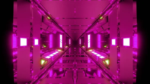 Único Alto Contraste Futurista Espacio Scifi Hangar Túnel Corredor Ilustración — Foto de Stock
