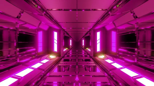 Unico Spazio Futuristico Alto Contrasto Scifi Hangar Tunnel Corridoio Illustrazione — Foto Stock