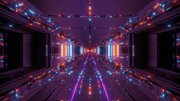 Cool Spazio Futuristico Scifi Hangar Tunnel Corridoio Con Belle Riflessioni — Foto Stock