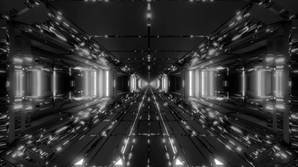 Espaço Futurista Legal Cifi Hangar Túnel Corredor Com Reflexões Agradáveis — Fotografia de Stock