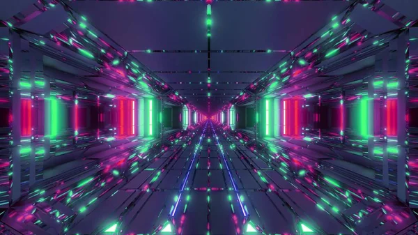 Cool Spazio Futuristico Scifi Hangar Tunnel Corridoio Con Belle Riflessioni — Foto Stock