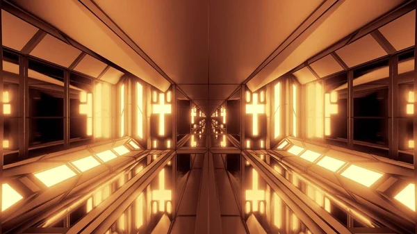 Tiszta Futurisztikus Scifi Fantasy Tér Hangár Alagút Folyosó Szent Keresztény — Stock Fotó