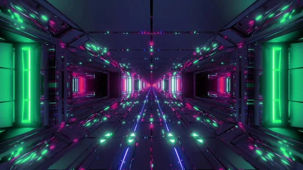 Fresco Espacio Futurista Scifi Hangar Túnel Corredor Con Bonitas Reflexiones —  Fotos de Stock