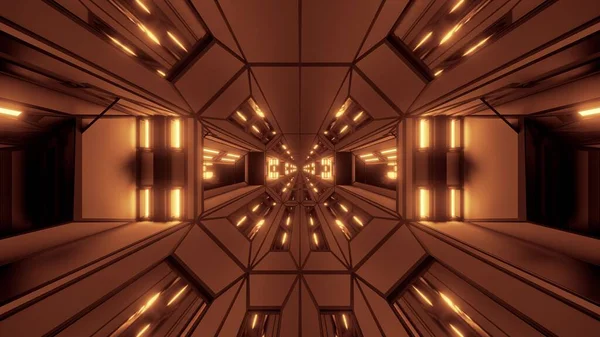 聖クリスチャン輝く十字3Dイラスト壁紙の背景を持つ未来的なScifiファンタジートンネル クールな反射レンダリングデザインと将来のScifiビルの部屋 — ストック写真