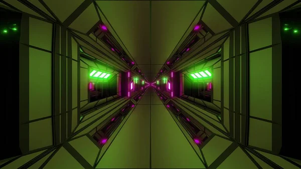 Futuristic Scifi Fantasy Space Hangar Tunnel Corridor Holy Christian Glowing — Stock Photo, Image