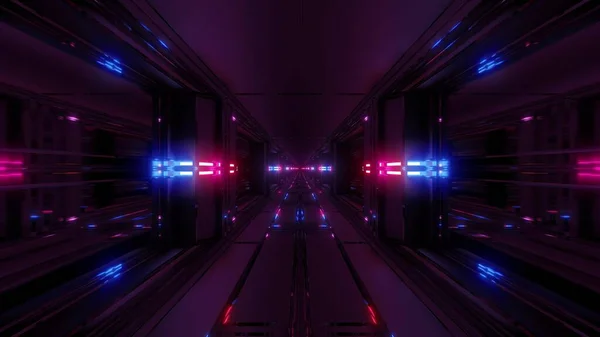Tiszta Futurisztikus Scifi Fantasy Tér Hangár Alagút Folyosó Szép Reflexiók — Stock Fotó