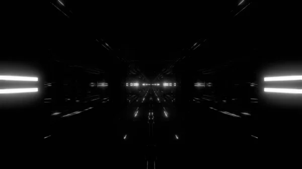 Limpo Futurista Scifi Fantasia Espaço Hangar Túnel Corredor Com Reflexos — Fotografia de Stock