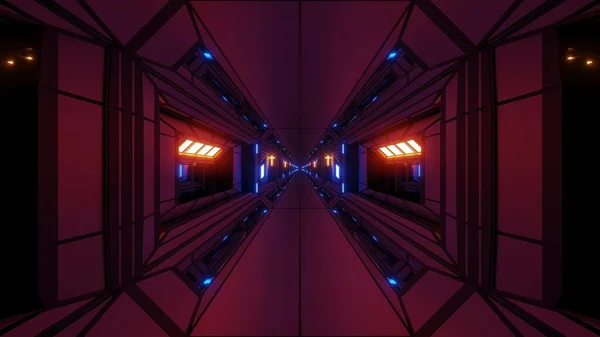 Futurisztikus Scifi Fantasy Tér Hangár Alagút Folyosó Szent Keresztény Izzó — Stock Fotó