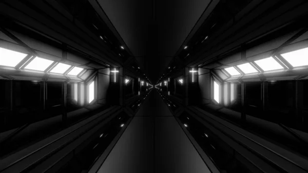 Futuristische Scifi Fantasie Ruimte Hangar Tunnel Gang Met Heilige Christelijke — Stockfoto