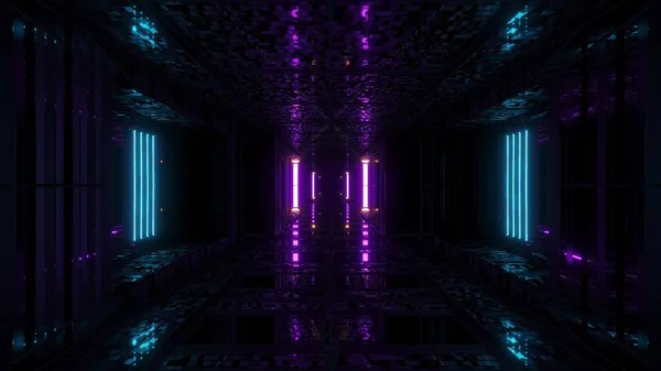 Futuristiska Sci Utrymme Hangar Tunnel Korridor Med Reflekterande Tegel Textur — Stockfoto