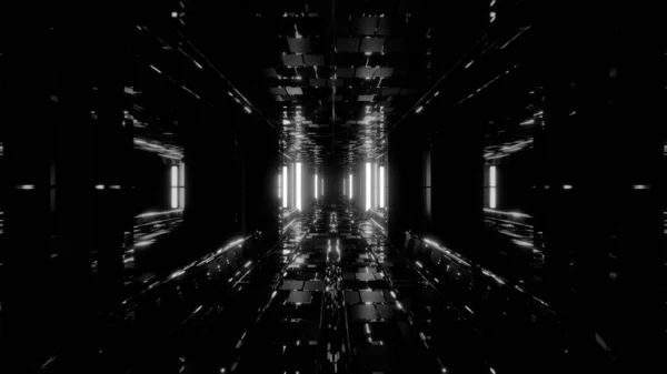Futuristiska Sci Utrymme Hangar Tunnel Korridor Med Omgivande Tegel Textur — Stockfoto