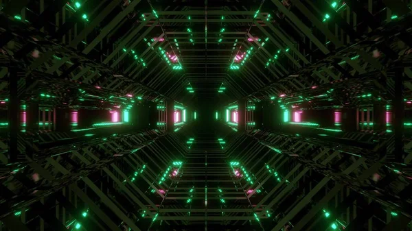 Futurista Sci Espacio Pasillo Túnel Hangar Cristal Con Marco Alambre —  Fotos de Stock