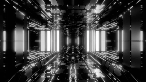 Futurista Sci Espaço Hangar Túnel Corredor Com Tijolos Ambiente Textura — Fotografia de Stock