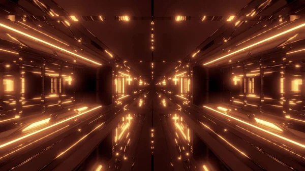 Futuristische Science Fiction Weltraumtunnel Korridor Mit Heiligen Glühenden Christlichen Kreuz — Stockfoto