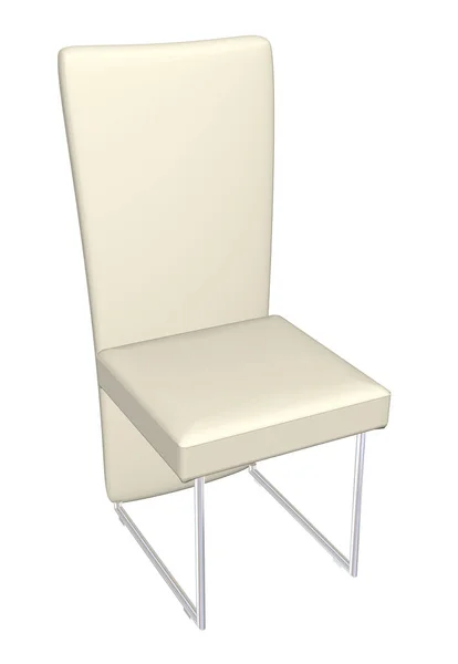 Cadeira Couro Jantar High Back Creme Armação Metal Ilustração Isolado — Fotografia de Stock