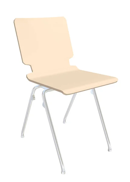 Στοιλαγμένη Πλαστική Καρέκλα Κρέμα Μεταλλικά Πόδια Απεικόνιση Απομονωμένη Λευκό Φόντο — Φωτογραφία Αρχείου