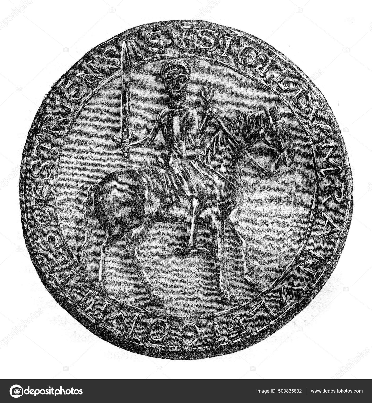 Печать Граф Ранульф Честерский Винтажная Гравированная Иллюстрация.