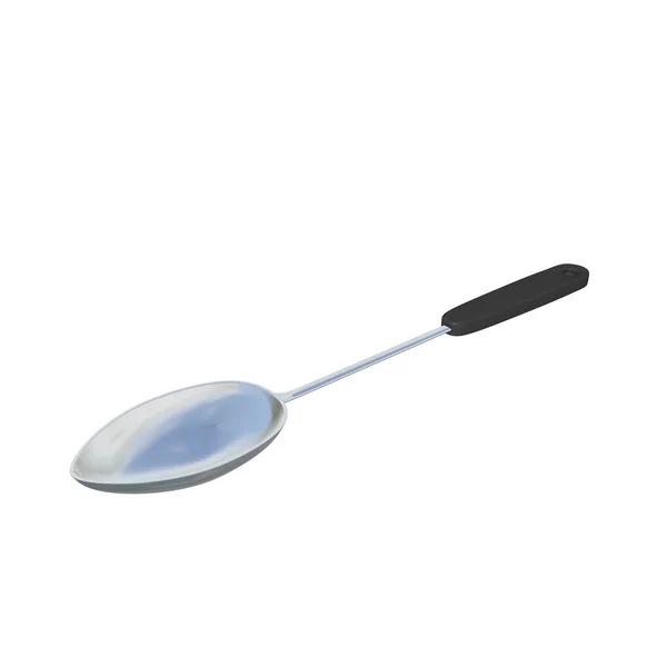 Stainless Steel Spoon Laddle Black Handle Illustration Isolated White Background — Stock Photo, Image