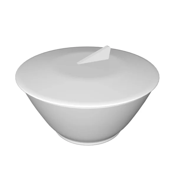 Ceramic Oriental Bowl Cover Illustration Isolated White Background — Stock Photo, Image