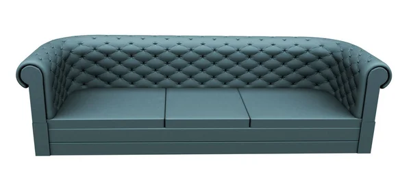 Türkisfarbenes Sofa Aus Leder Oder Stoff Isoliert Vor Weißem Hintergrund — Stockfoto