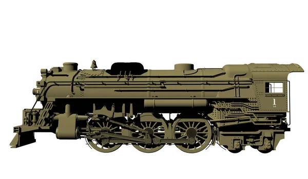 Alte Dampflokomotive Isoliert Auf Weißem Hintergrund — Stockfoto