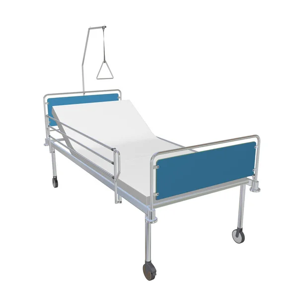 Cama Hospital Móvil Azul Cromada Con Asiento Reclinable Ilustración Aislada — Foto de Stock