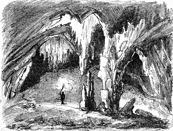 Osellesの洞窟の鍾乳石 説教壇は説教しなければなりません ヴィンテージ刻まれたイラスト 自然創造と生物から — ストック写真