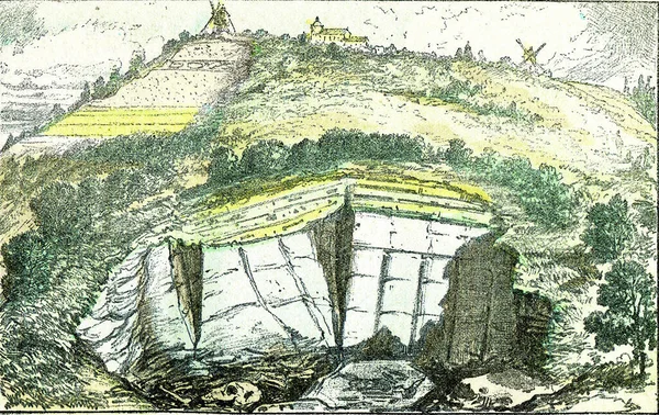 Montmartre Buttes Carrières Gypse Clignancourt Illustration Gravée Vintage Création Naturelle — Photo