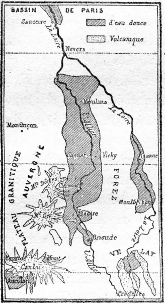 Laghi Acqua Dolce Dal Centro Della Francia Miocene Illustrazione Incisa — Foto Stock