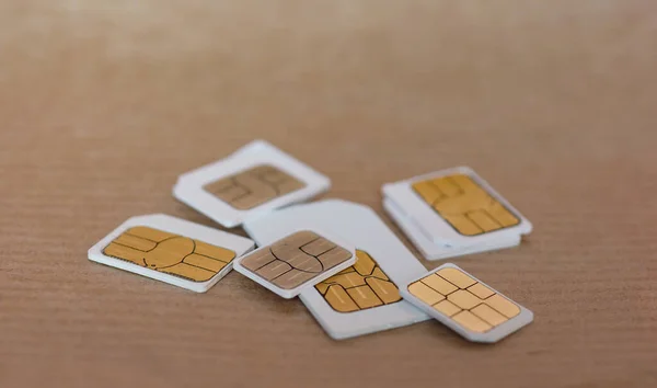 Πολλές Μίνι Κάρτες Micro Και Nano Sim Για Κινητό Τηλέφωνο — Φωτογραφία Αρχείου