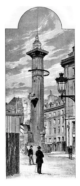 Tower Ruggieri Demolition Halles Market Paris France Vintage Engraving — Stock Photo, Image