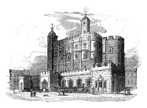 Seconda Veduta Della Torre Londra Illustrazione Incisa Epoca Storia Variopinta — Foto Stock
