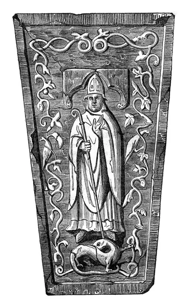 Statua Posta Sulla Tomba Dell Arcivescovo Salisbury Jocelyn Illustrazione Incisa — Foto Stock