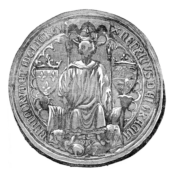亨利四世的封印 古老的雕刻插图 英国多姿多彩的历史 1837年 — 图库照片