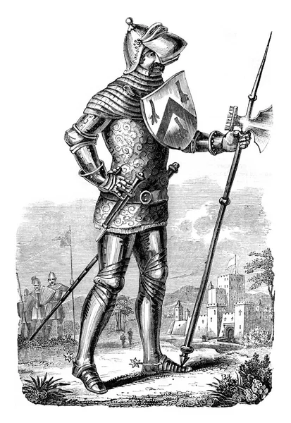 Military Costume Reign Henry Vintage Engraved Illustration Colorful History England — Stock Photo, Image