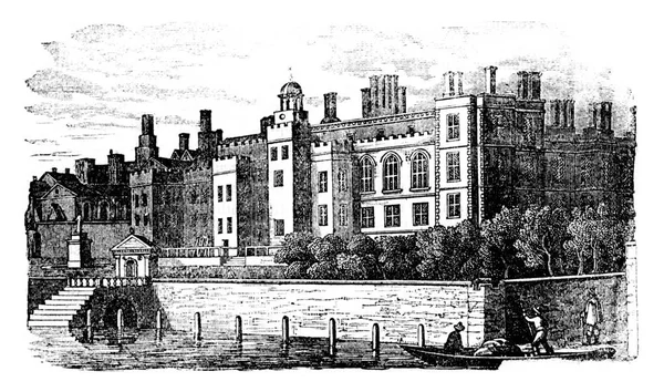 旧サマセットハウス 旧サマセット宮殿 ヴィンテージ刻まれたイラスト イングランドのカラフルな歴史 1837 — ストック写真