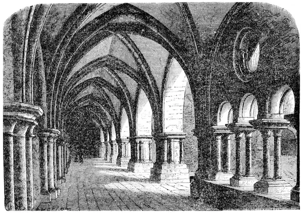 Cloître Abbaye Luxeuil Illustration Gravée Vintage — Photo