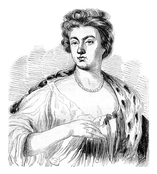 ジェニングス マルボロ公爵夫人 ヴィンテージ彫刻のイラスト イングランドのカラフルな歴史 1837 — ストック写真