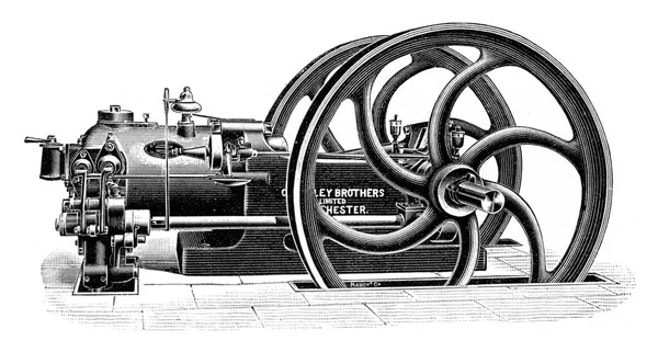 Crossley Motor Grande Potência Vintage Gravada Ilustração Enciclopédia Industrial Lami — Fotografia de Stock