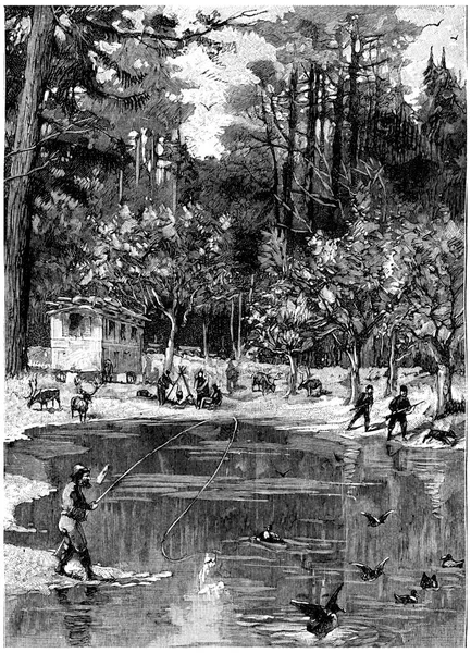 まるでオアシスのようなヴィンテージのエングレービングが施されたイラスト ジュール ヴェルヌ シーザー カスカベル1890年 — ストック写真