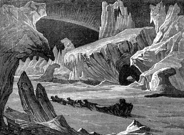 Dans Glace Paysage Arctique Illustration Gravée Vintage Journal Des Voyages — Photo