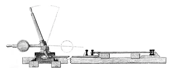 単純な垂直セクションの手は マヌーバ ヴィンテージ刻まれたイラストを理解する Magasin Pittoresque 1861 — ストック写真