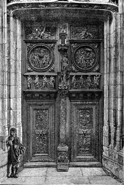 Церква Святого Маклау Двері Правого Боку Вулиці Мартанвіль Вінтажна Гравюра — стокове фото