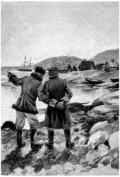Adam Limanın Sınırlarıyla Konuşuyorlardı Klasik Oymalı Resimle Jules Verne Cesar — Stok fotoğraf