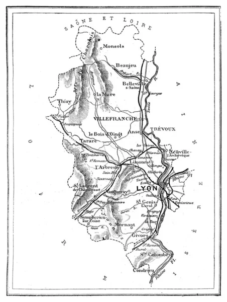 Mapa Del Departamento Ródano Ilustración Grabada Vintage Journal Des Voyage — Foto de Stock