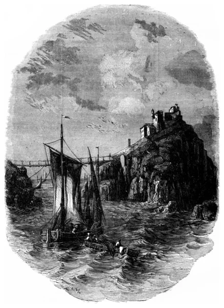 Uchwyt Dla Rekinów Rustykalny Most Grawerowana Ilustracja Journal Des Voyage — Zdjęcie stockowe