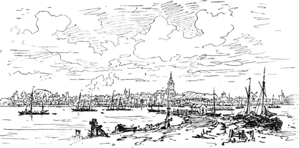 Nijmegen的一般观点 老式雕刻图解 Journal Des Voyage Travel Journal 1880 — 图库照片