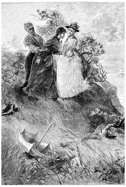 私のドリー来てください ジェーン ヴィンテージの刻印イラストだ ジュール ヴェルヌ ミスドレス ブラニアン1891年 — ストック写真