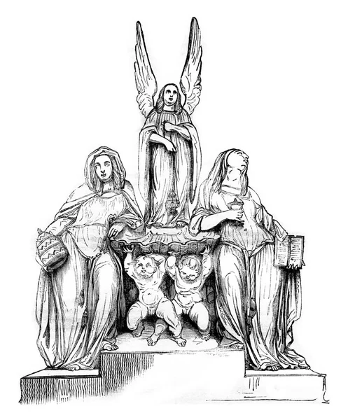 1836 Sculpture Show Holy Water Font Indiqué Église Madeleine Illustration — Photo